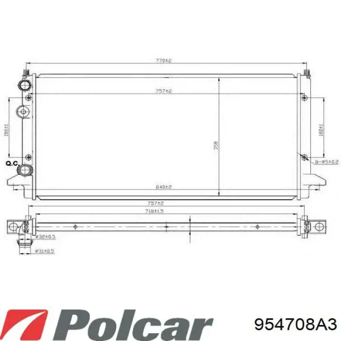 Радіатор охолодження двигуна 954708A3 Polcar