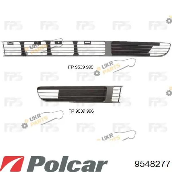 Решітка переднього бампера, ліва 9548277 Polcar