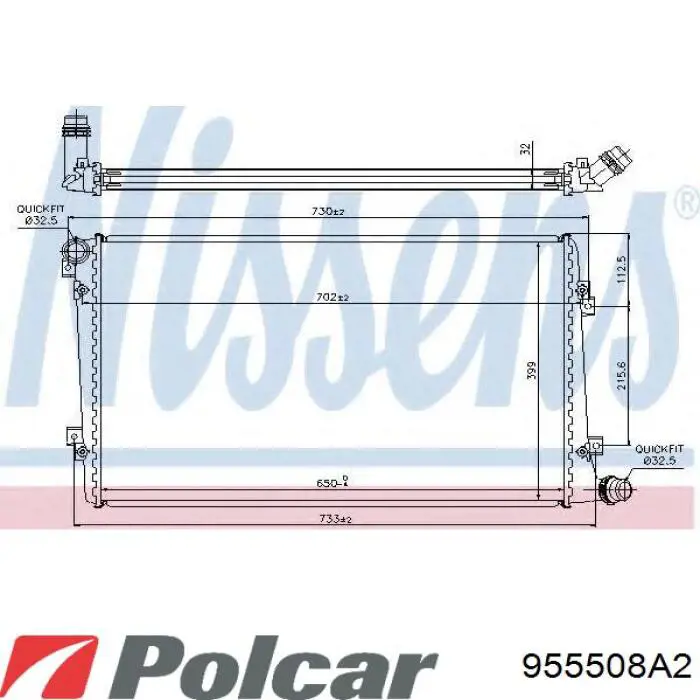 955508A2 Polcar радіатор охолодження двигуна