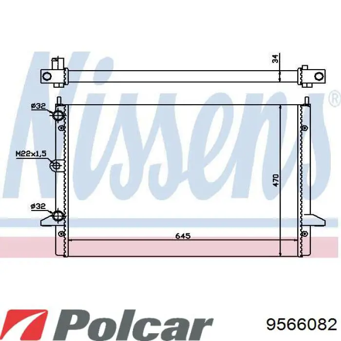 Радіатор основний Polcar 9566082 ціна, від 64.81 USD