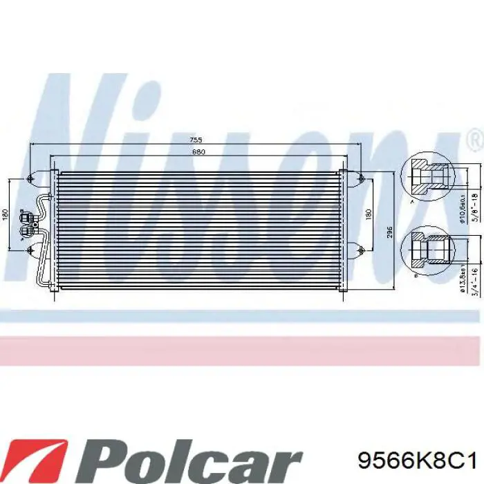 Радіатор кондиціонера 9566K8C1 Polcar
