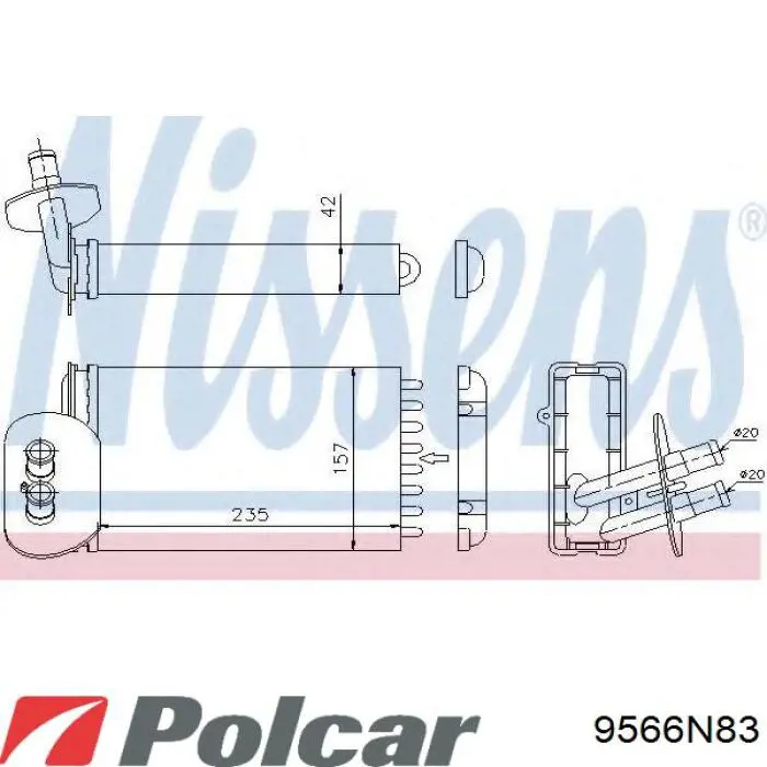 9566N83 Polcar Радіатор опалювача салону
