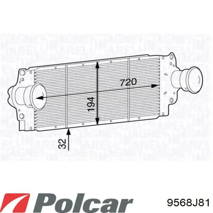 Радіатор интеркуллера 9568J81 Polcar