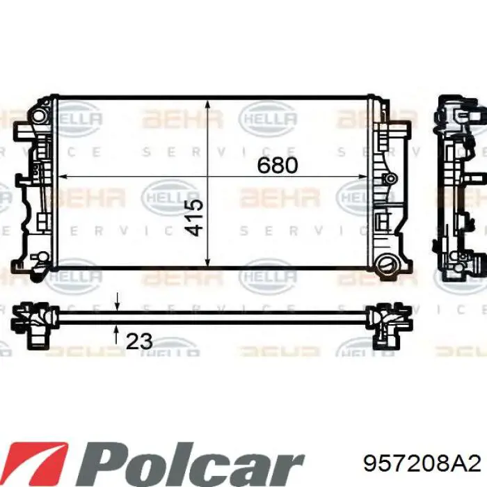 957208A2 Polcar Радіатор охолодження двигуна