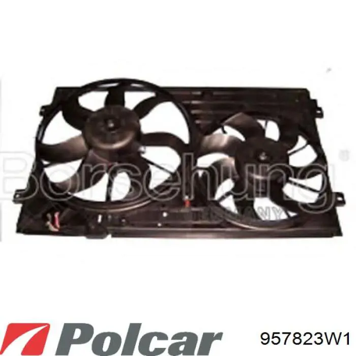 Купити 957823W1 Polcar Дифузор радіатора охолодження, в зборі з двигуном і крильчаткою