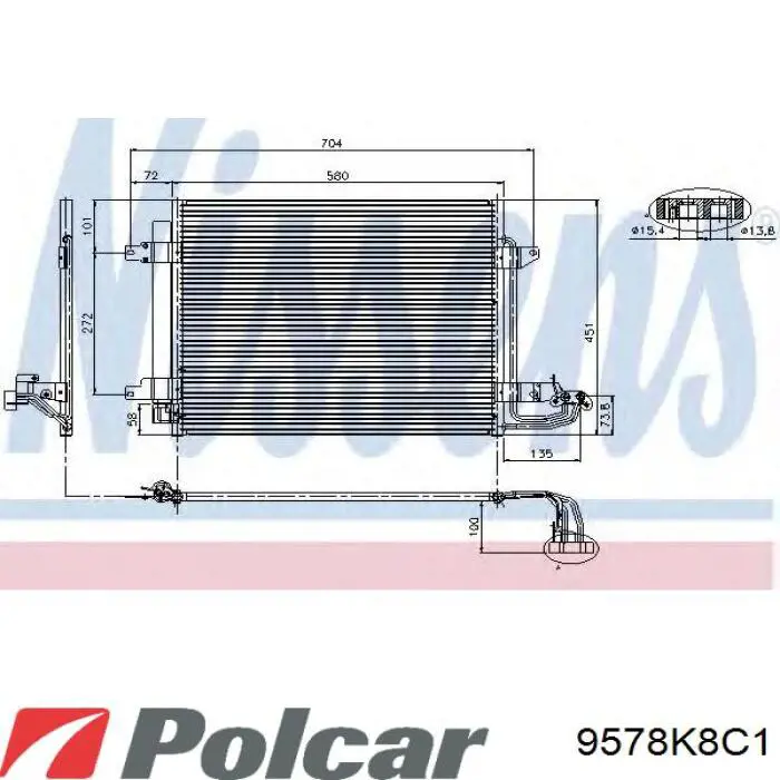 Радіатор кондиціонера 9578K8C1 Polcar