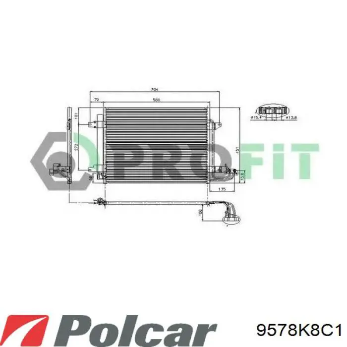 Конденсатор кондиціонера Polcar 9578K8C1 ціна, від 61.96 USD