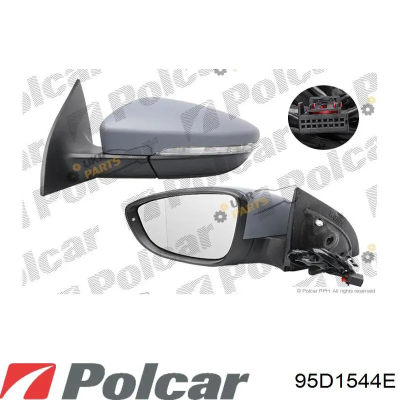 Дзеркальний елемент дзеркала заднього виду, лівого 95D1544E Polcar