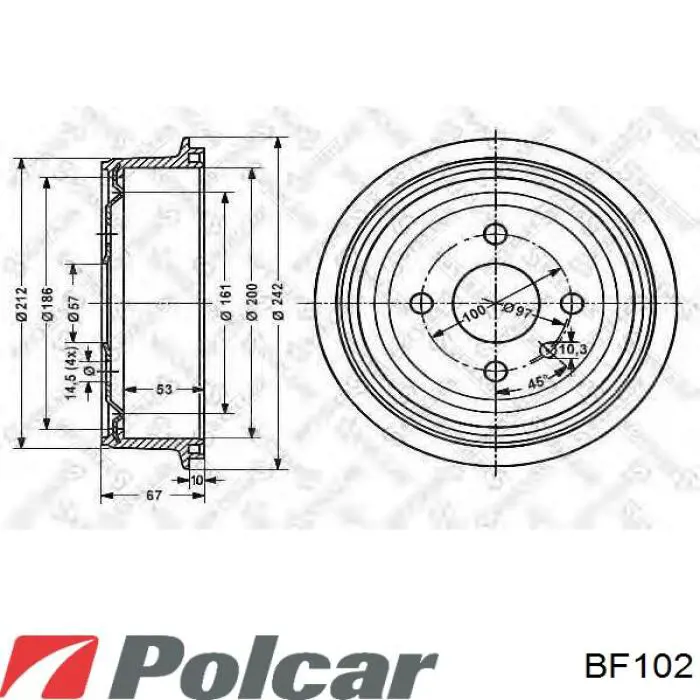 BF102 Polcar Барабан гальмівний задній