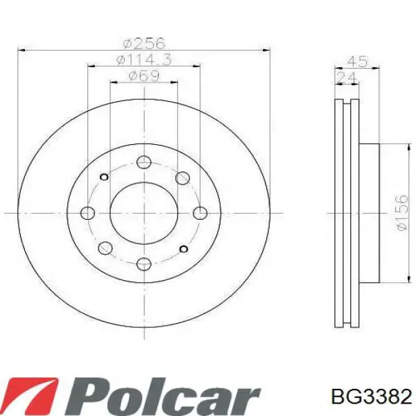 Гальмівні диски BG3382 Polcar