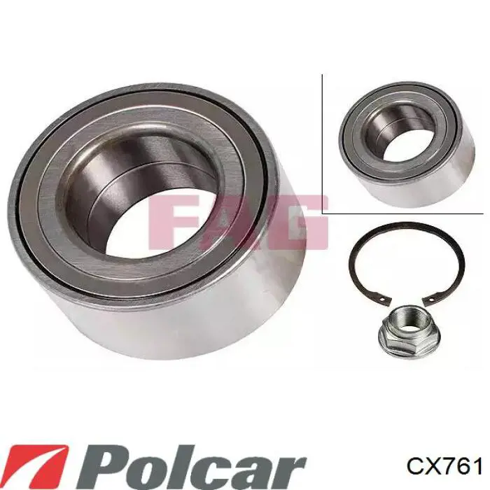 Комплект підшипник маточини передньої Polcar CX761 ціна, від 18.74 USD