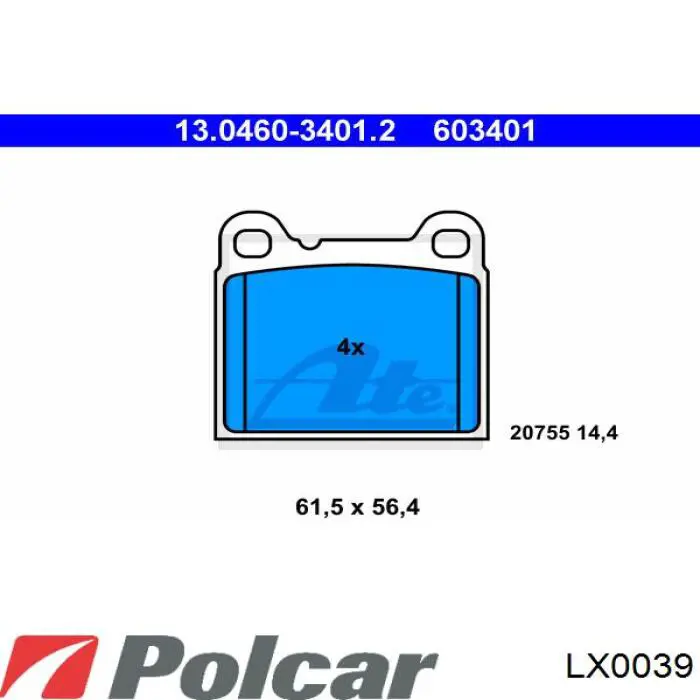 Ремкомплект гальмівних колодок LX0039 Polcar