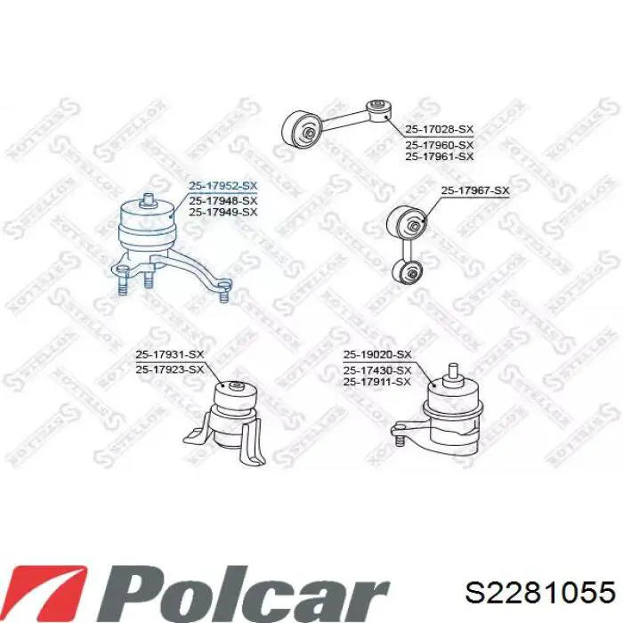 Подушка (опора) двигуна, права S2281055 Polcar