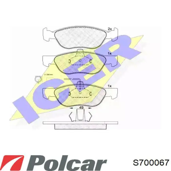 Передні тормозні колодки S700067 Polcar
