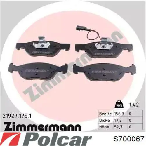Гальмівні колодки Polcar S700067 ціна, від 15.57 USD