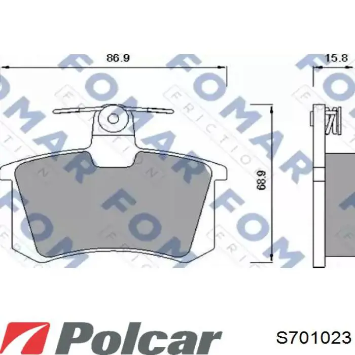 Колодки гальмові задні, дискові S701023 Polcar