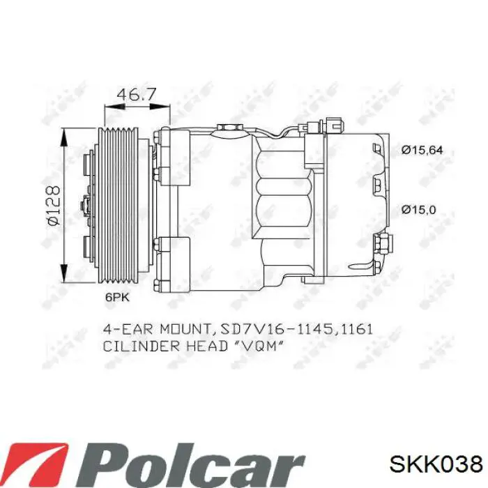 Компресор системи кондиціювання Polcar SKK038 ціна, від 40.04 USD
