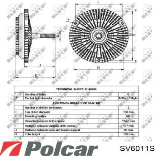 SV6011S Polcar Гідромуфта приводу вентилятора