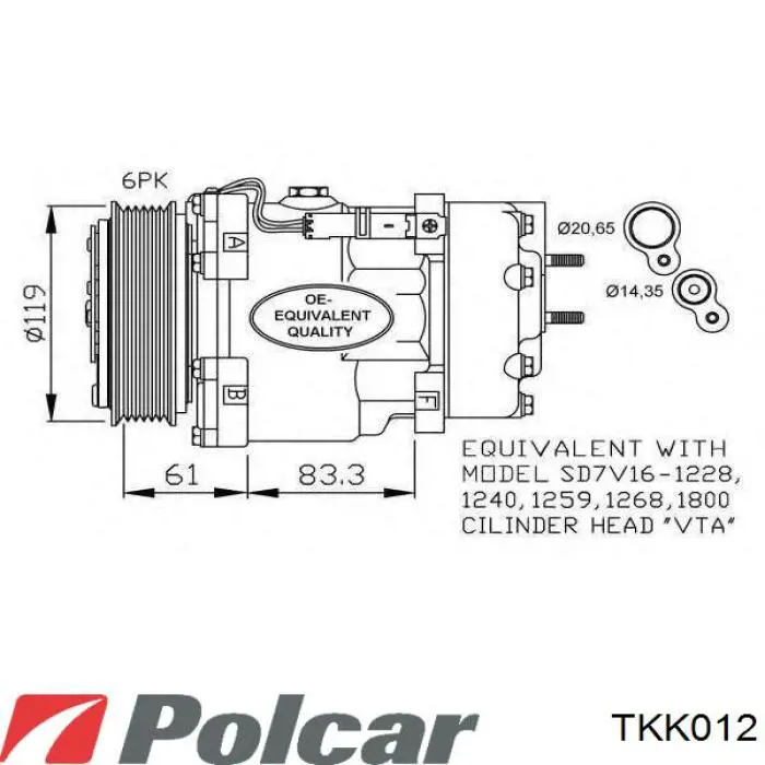 Купити TKK012 Polcar Компресор кліматичної установки