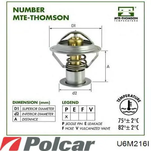Автомобільний термостат Polcar U6M216I ціна, від 6.33 USD