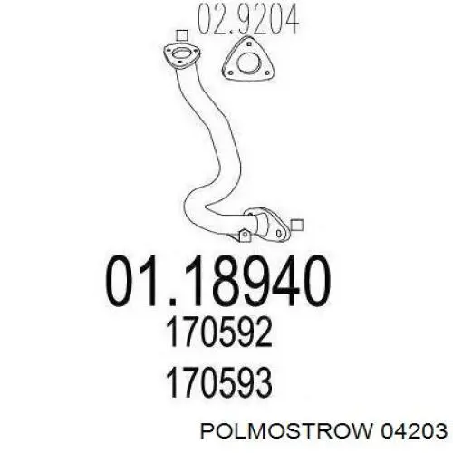 04203 Polmostrow труба приймальна (штани глушника, передня)