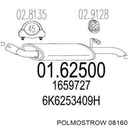 Вихлопна труба Polmostrow 08160 ціна, від 35.30 USD
