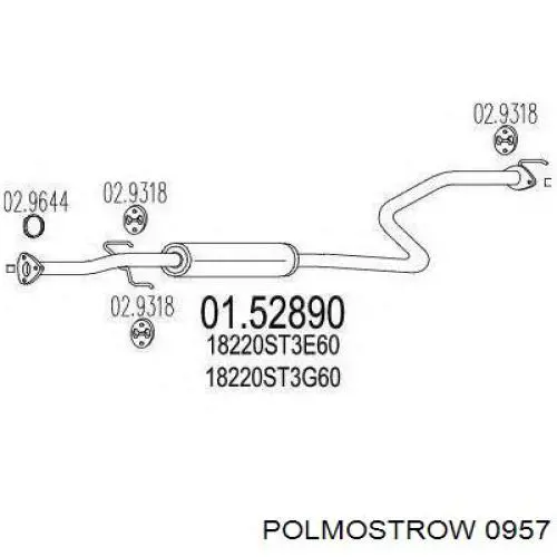 0957 Polmostrow глушник, центральна частина