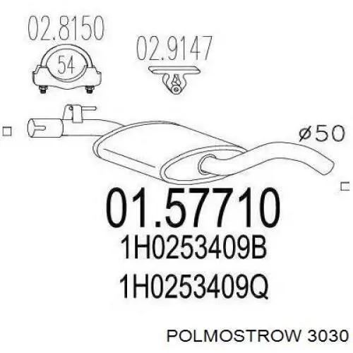 3030 Polmostrow Середній глушник