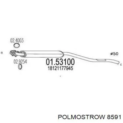 Вихлопна труба Polmostrow 8591 ціна, від 57.19 USD