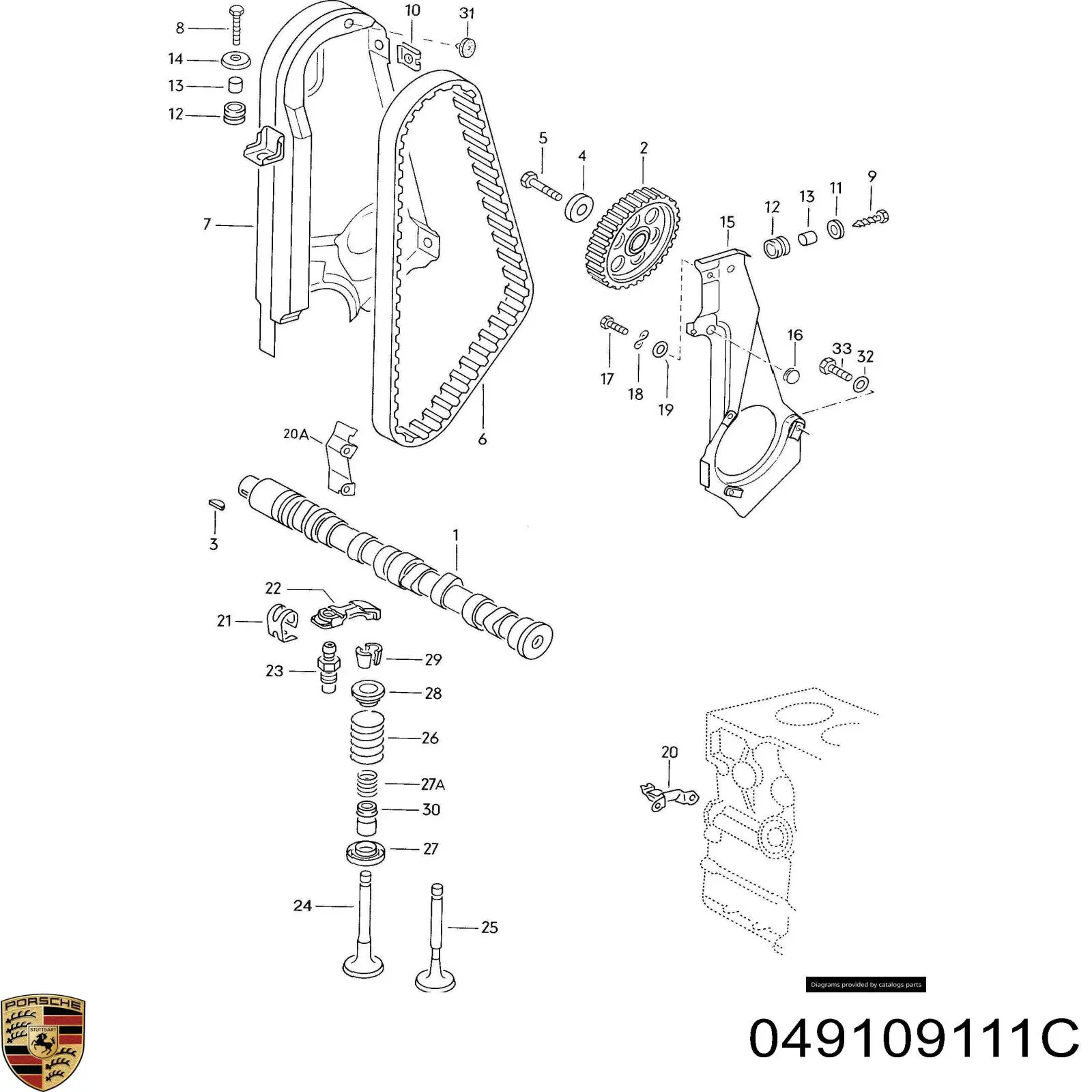 049109111C Porsche Шестерня приводу розподільного валу