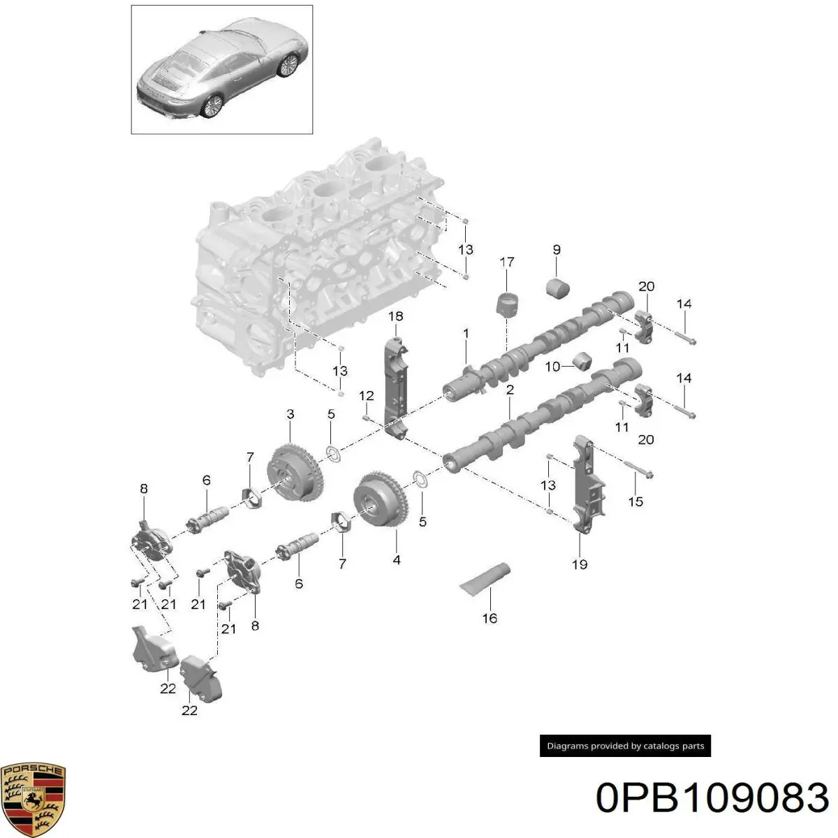 Зірка-шестерня розподільного валу двигуна, впускного Porsche 0PB109083 ціна, від 220.60 USD