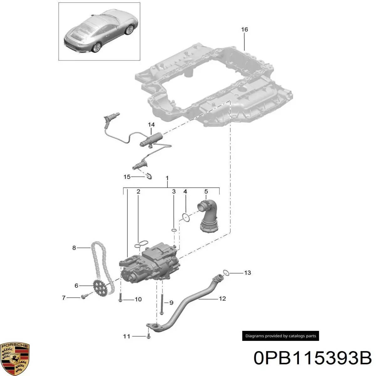 0PB115393B Porsche Клапан регулювання тиску масла