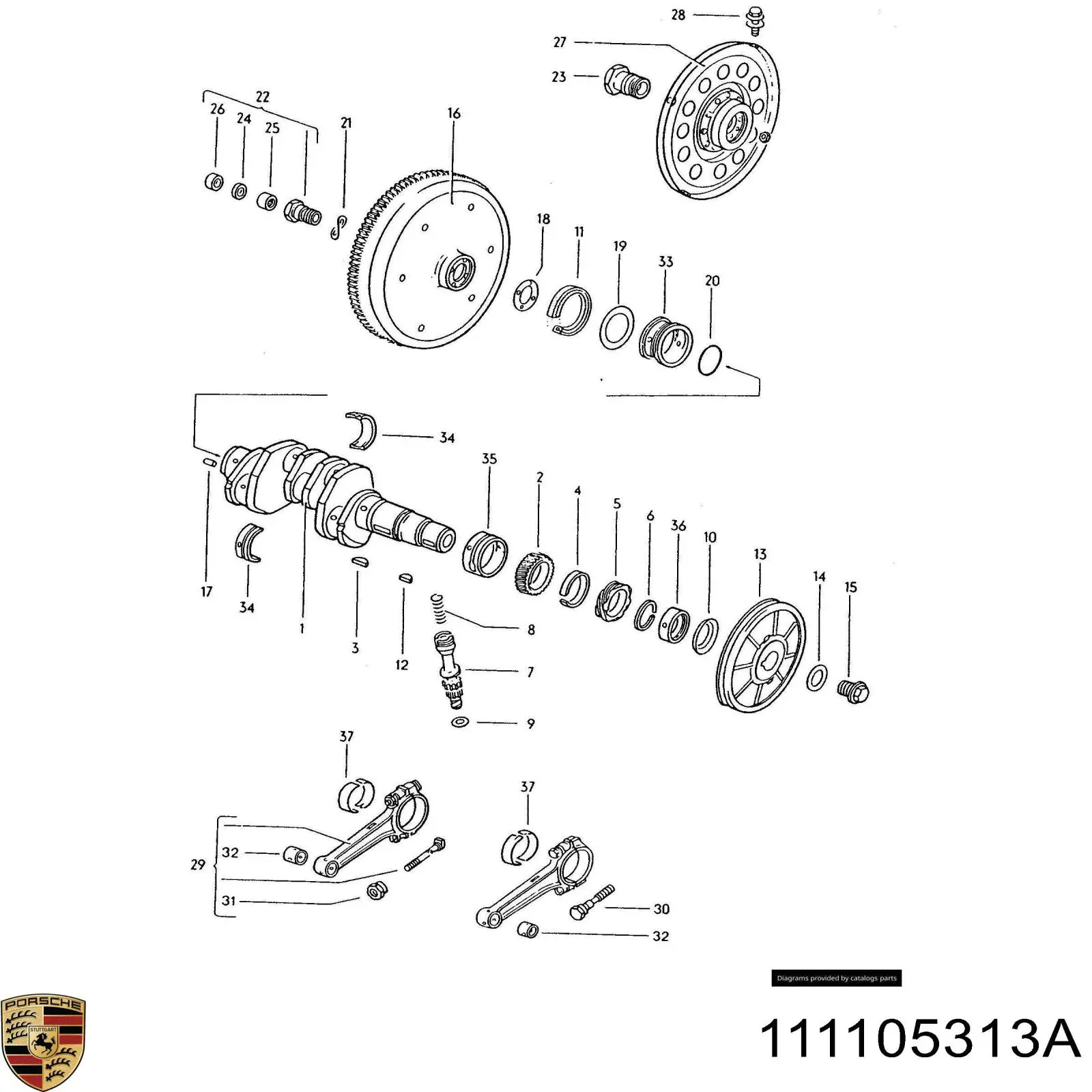 Купити 111105313A Porsche Опорний підшипник первинного валу КПП (центрирующий підшипник маховика)