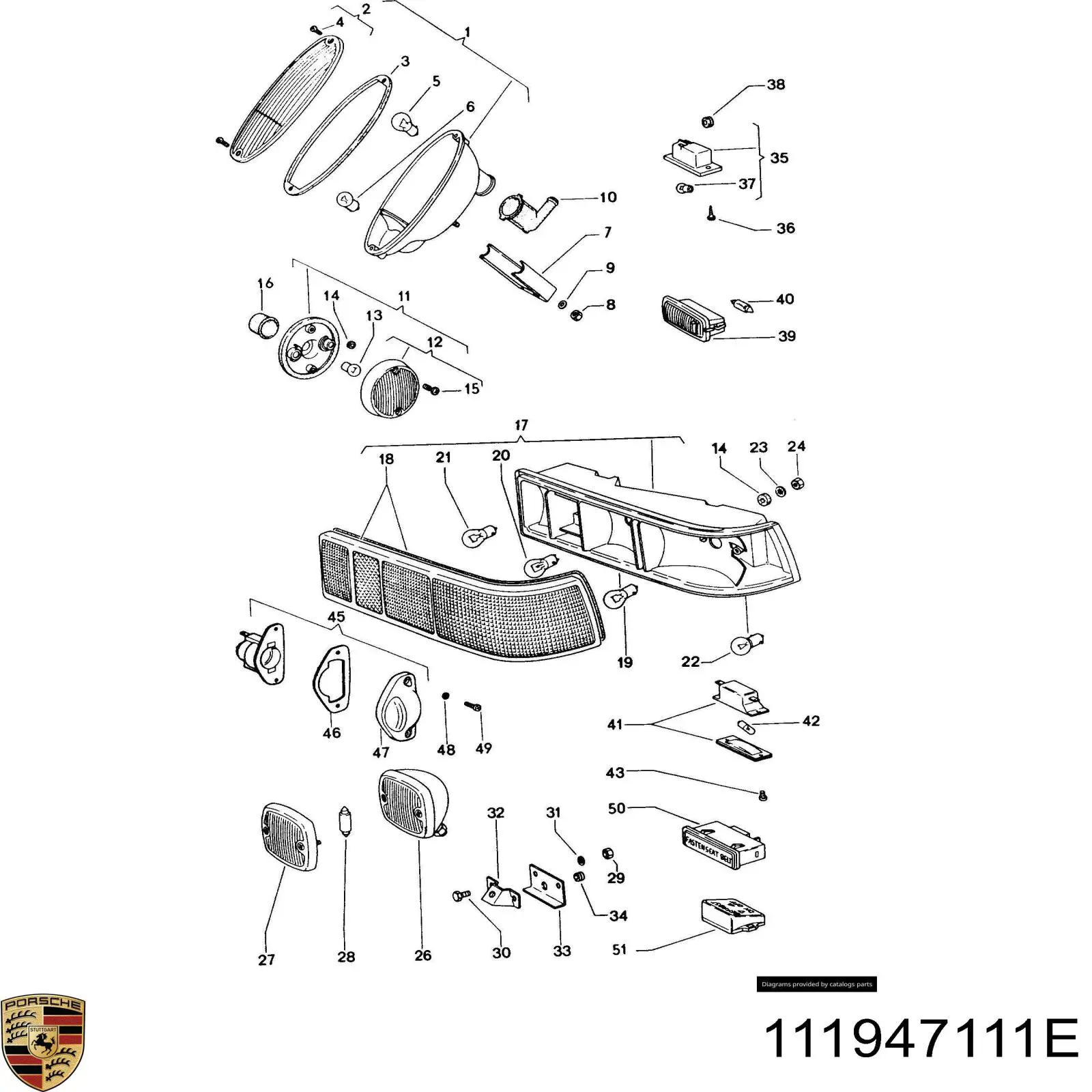 Плафон освітлення салону/кабіни VAG 111947111E ціна, від 11.99 USD