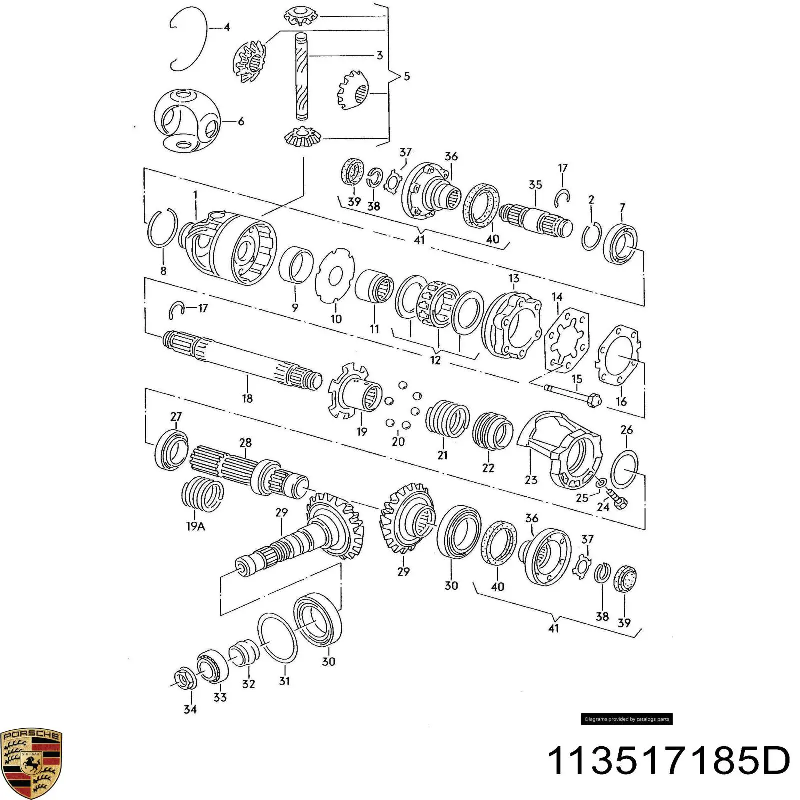 Підшипник маточини передньої, внутрішній 113517185D Porsche