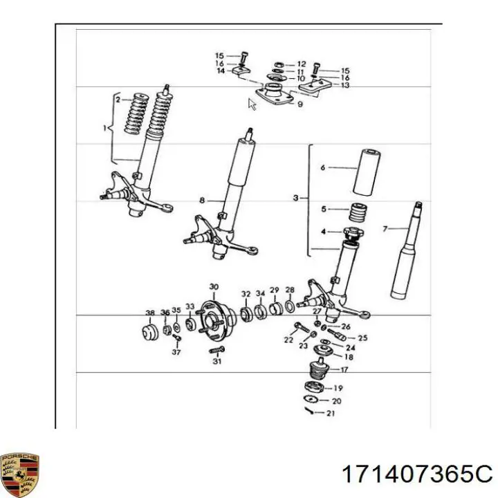 Кульова опора, нижня 171407365C Porsche