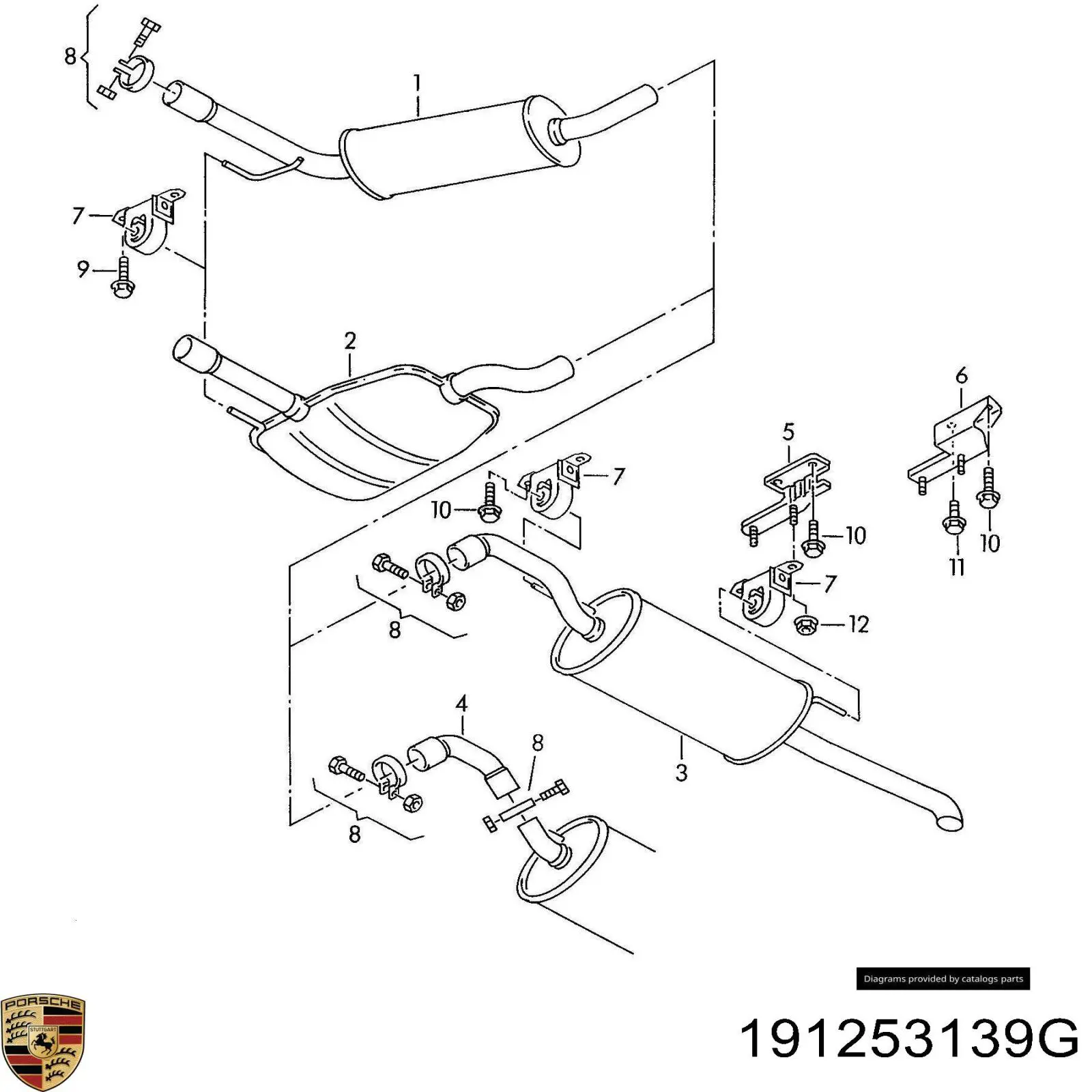 Купити 191253139G Porsche Хомут кріплення глушника передній