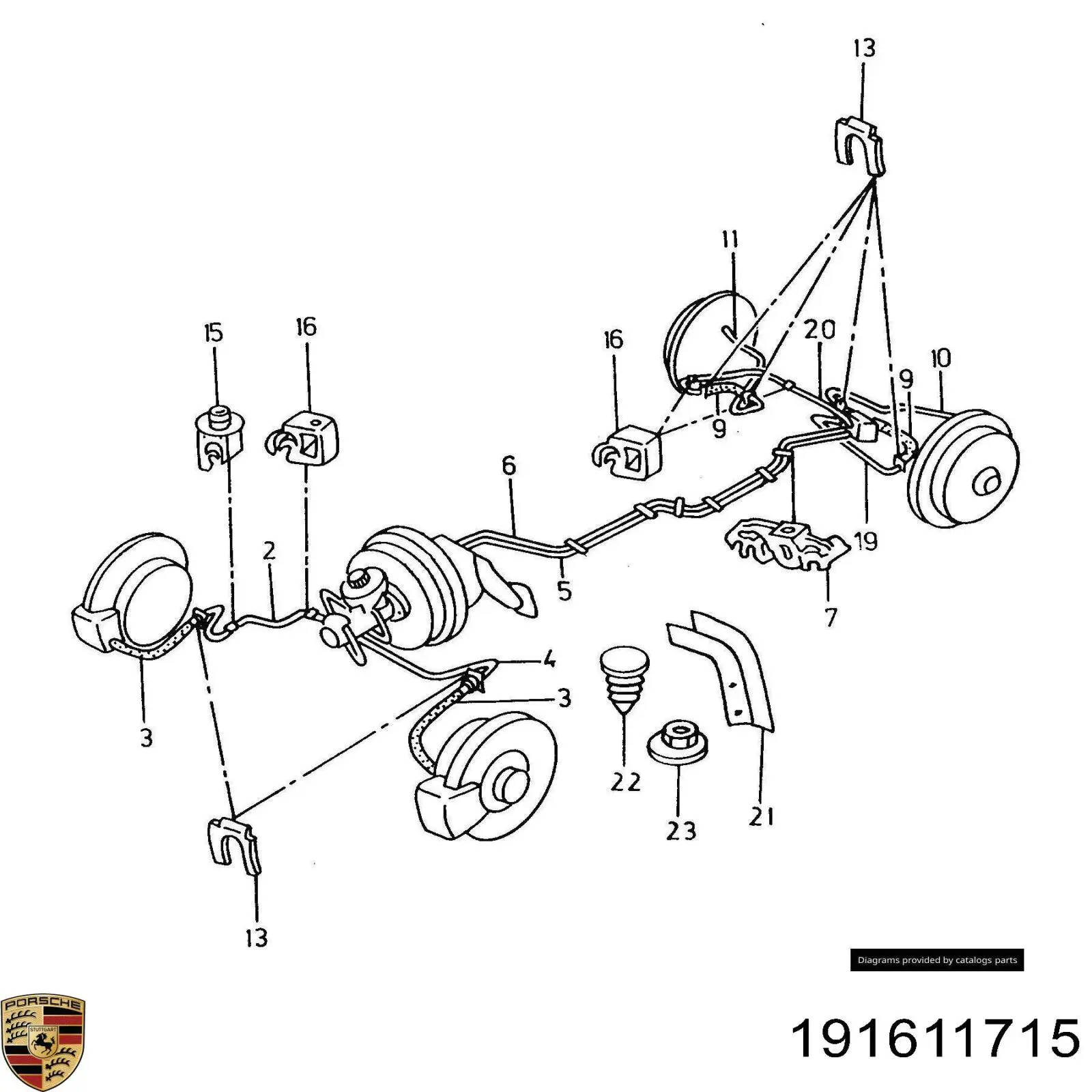 Скоба кріплення гальмівного шлангу Porsche 191611715 ціна, від 0.49 USD