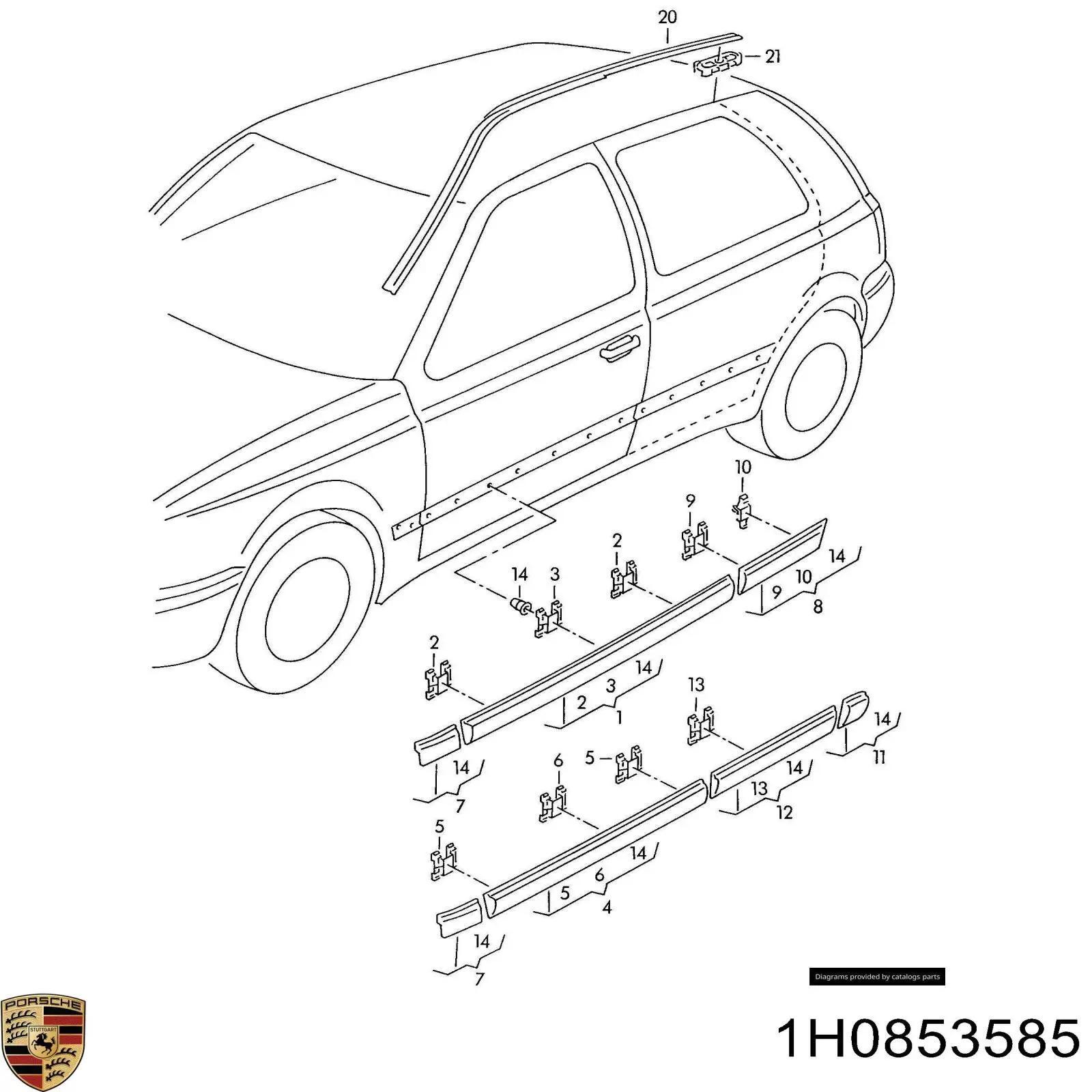 Пістон (кліп) кріплення накладок порогів 1H0853585 Porsche