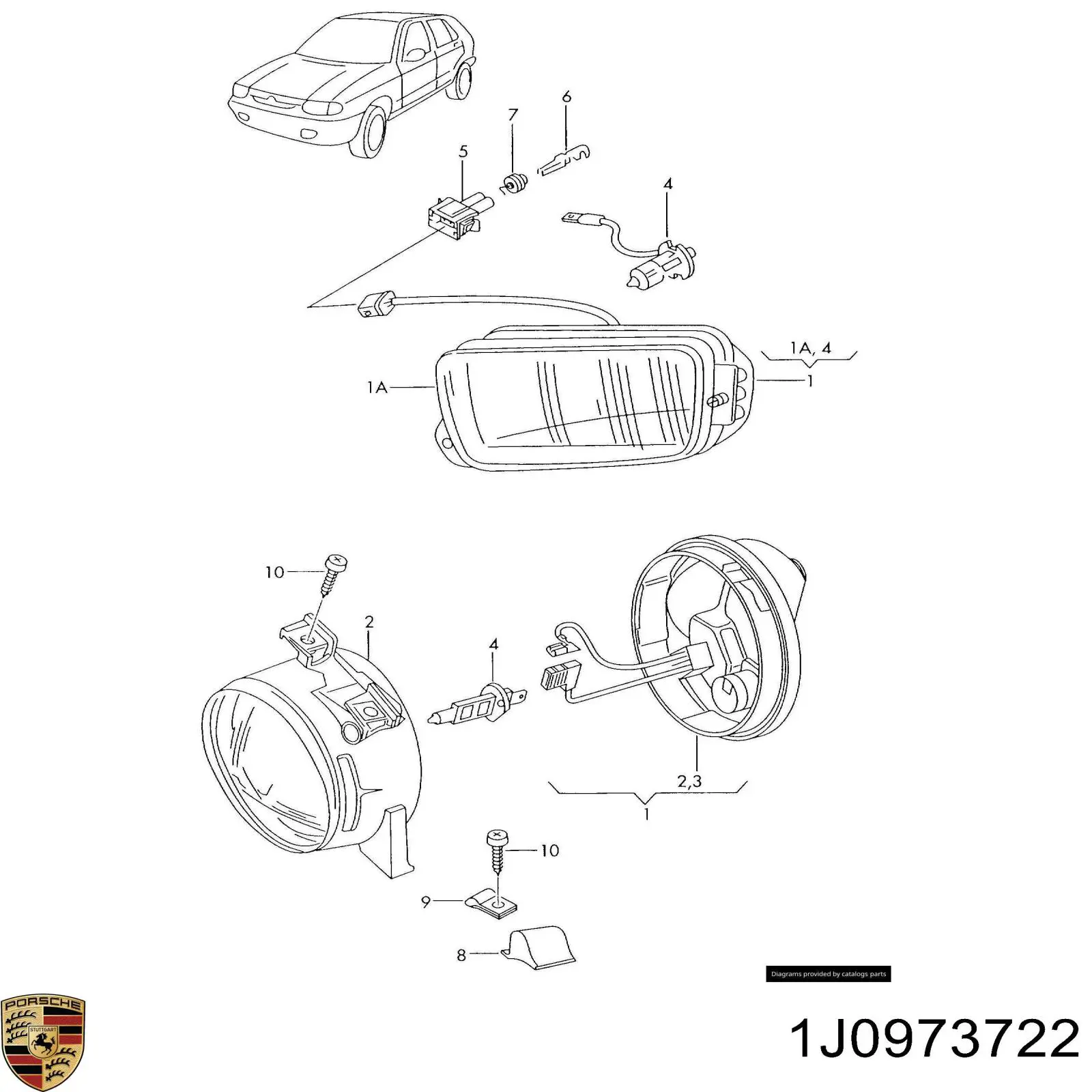 Роз'єм (фішка) протитуманної фари 1J0973722 Porsche