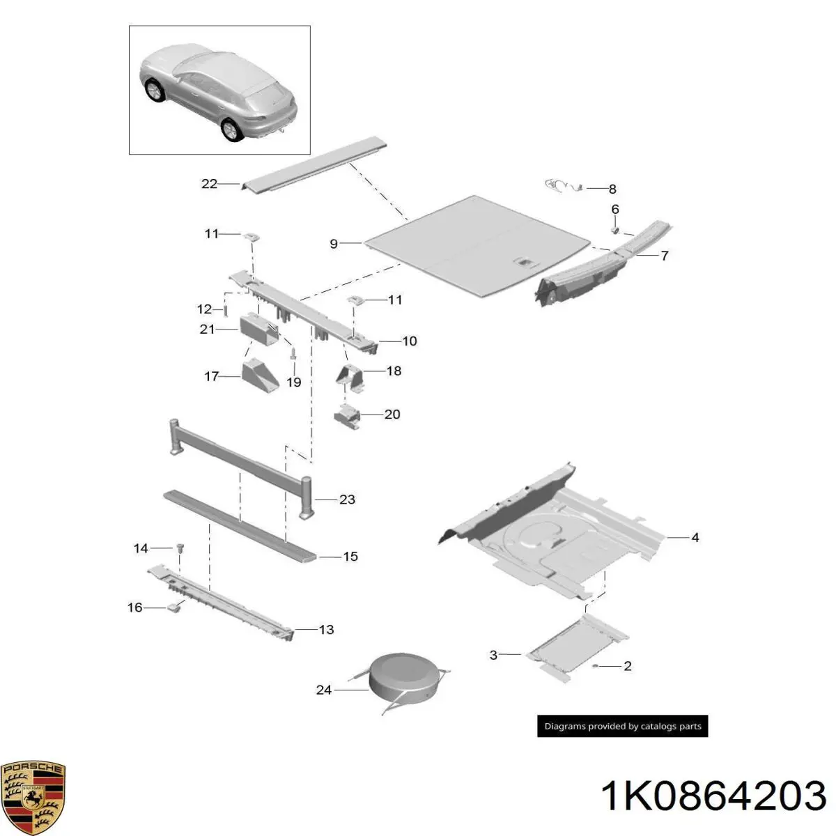 Петля кріплення вантажу Porsche 1K0864203 ціна, від 1.27 USD