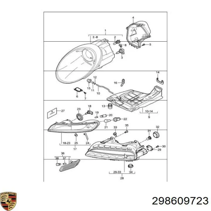 298609723 Porsche Механізм підведення (самопідведення) барабанних колодок/розвідний ремкомплект