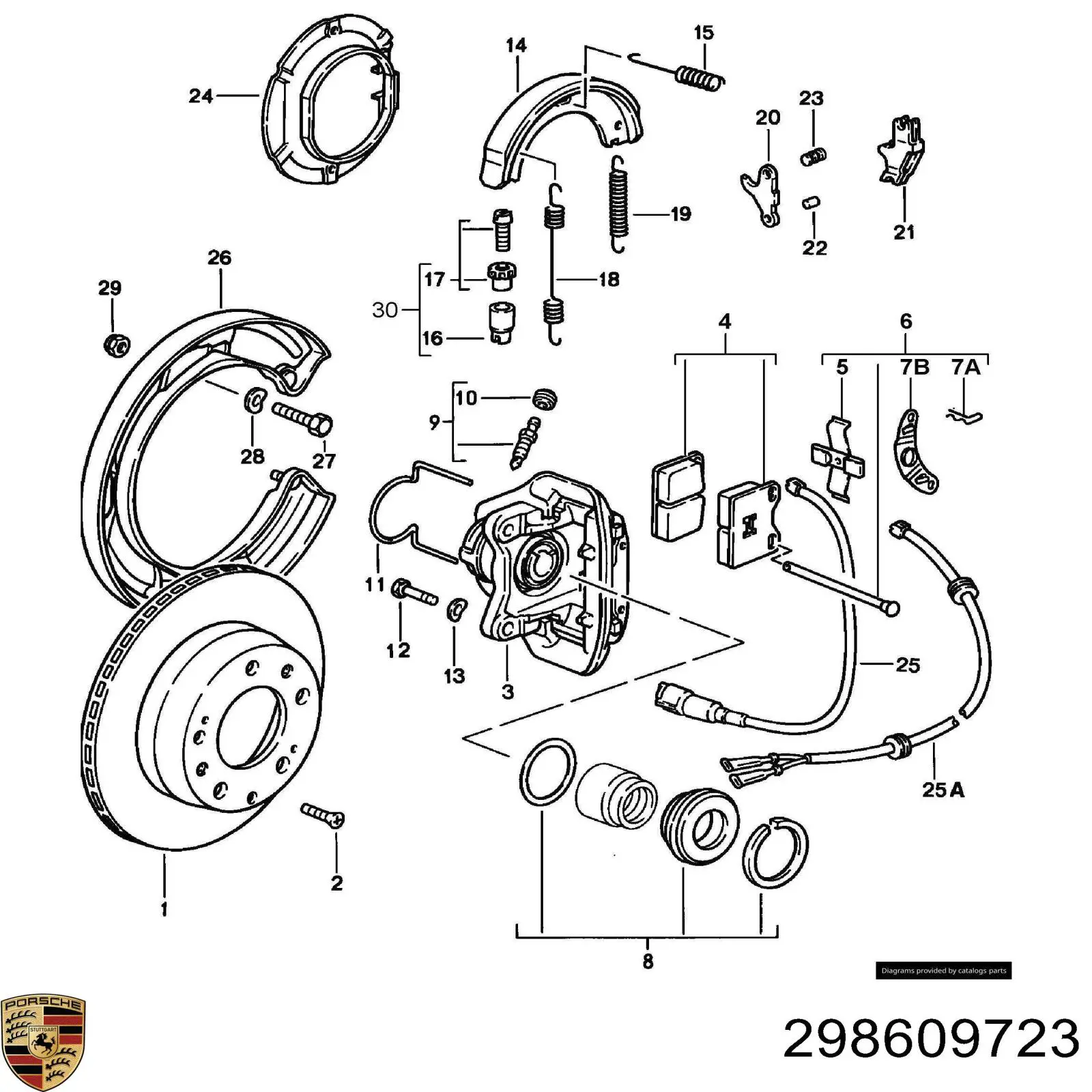 298609723 Porsche механізм підведення (самопідведення барабанних колодок/розвідний ремкомплект)