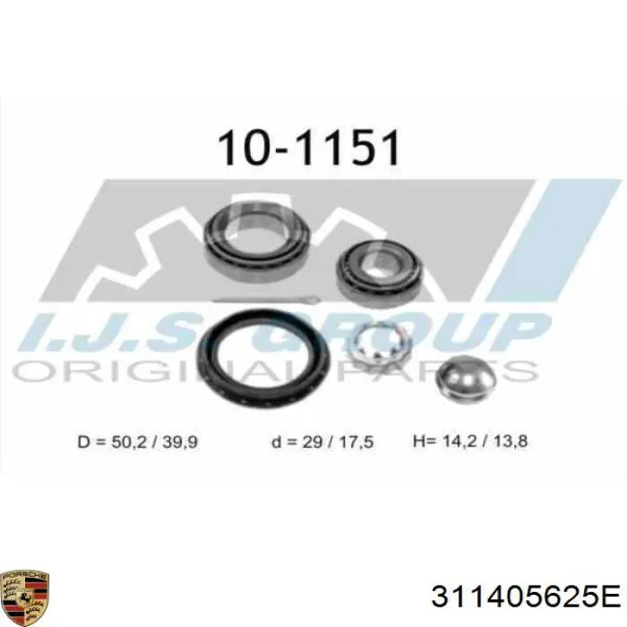 Купити 311405625E Porsche Підшипник маточини задньої, внутрішній