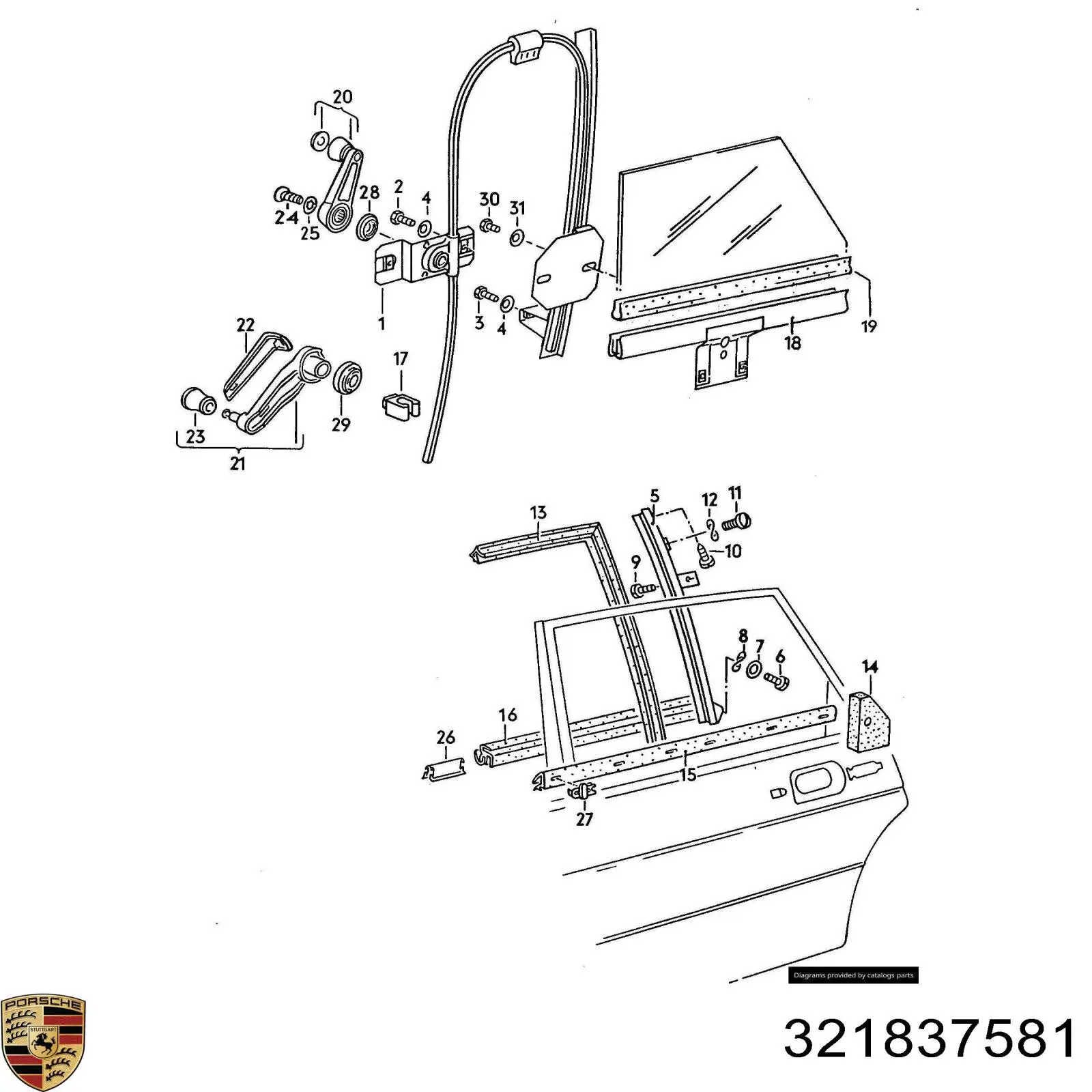 321837581 Porsche Ручка підйому скла двері, переднього