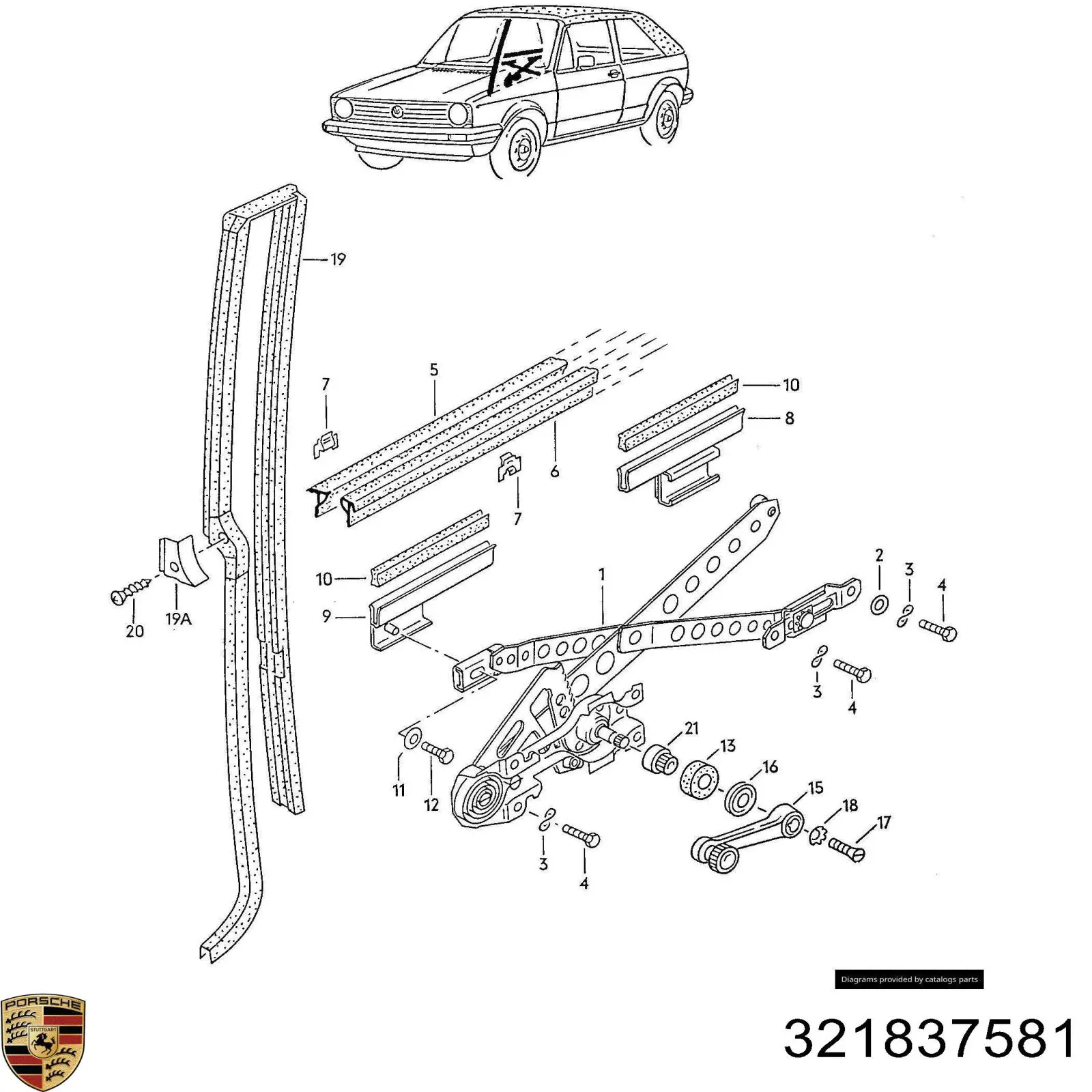 Купити 321837581 Porsche Ручка склопідіймача переднього