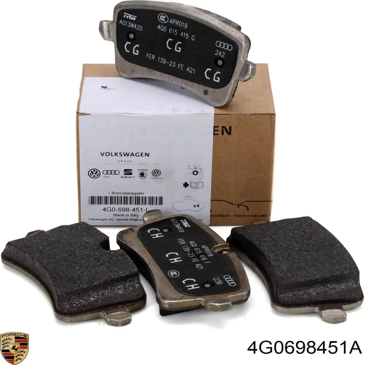 4G0698451A Porsche Колодки гальмівні задні, дискові