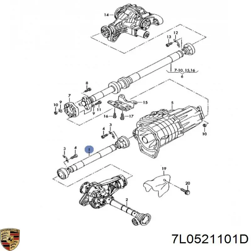 Вал карданний переднього моста Porsche 7L0521101D ціна, від 46.99 USD