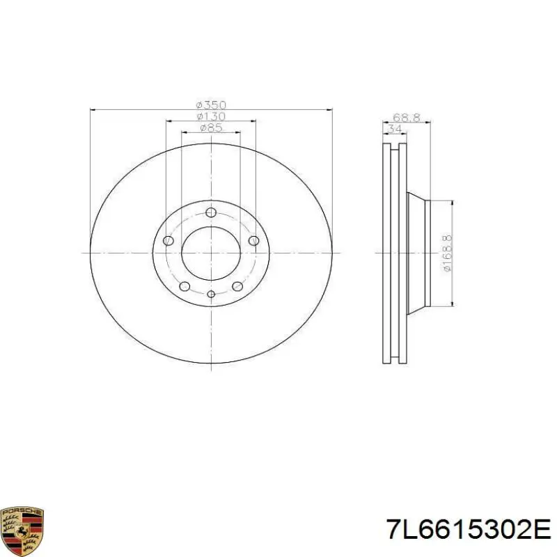 Гальмівні диски передні 7L6615302E Porsche