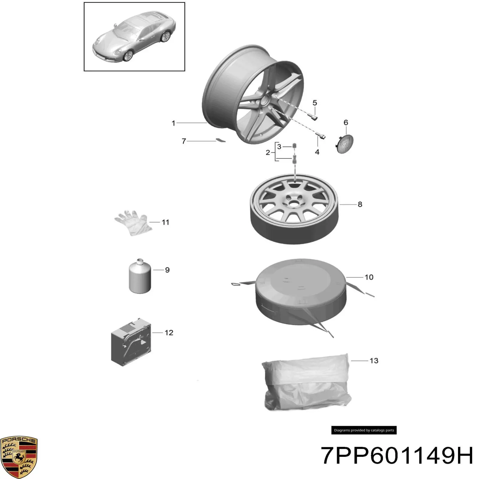 9Y0601149A Porsche Ковпаки на колеса